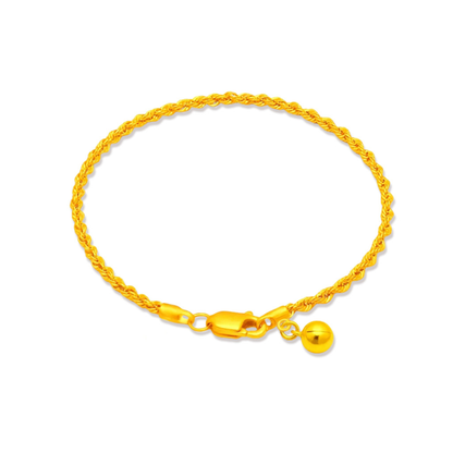 TAKA Jewellery  Hollow Rope with Bell 916 Gold Bracelet - 2.6mm