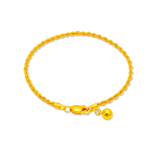 TAKA Jewellery  Hollow Rope with Bell 916 Gold Bracelet - 2.6mm