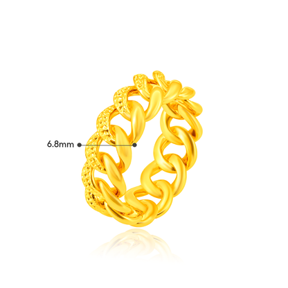 TAKA Jewellery Cuban Link 916 Gold Ring - Lightweight Hollow