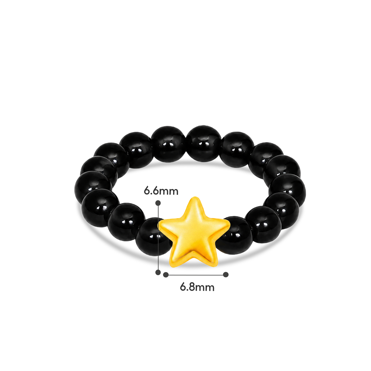 TAKA Jewellery 999 Pure Gold Star Charm with 4m Beads Ring