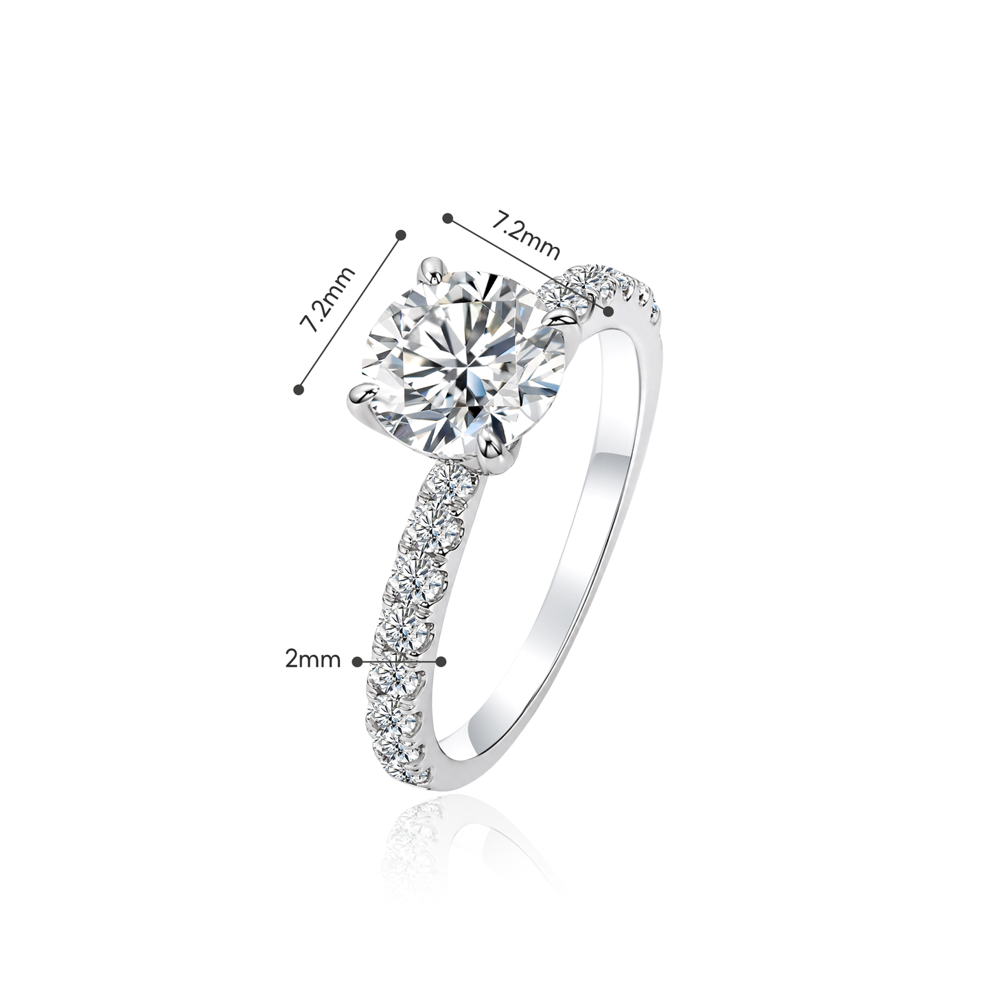 TDG 10K Gold Lab Grown Diamond Classic Solitaire Ring with Pavé Band – 1.8TCW±