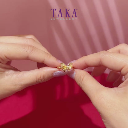 TAKA Jewellery Twist & Bloom Butterfly 916 Gold Ring