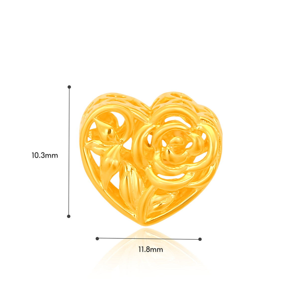 TAKA Jewellery 916 Gold Eternal Bloom Heart Charm