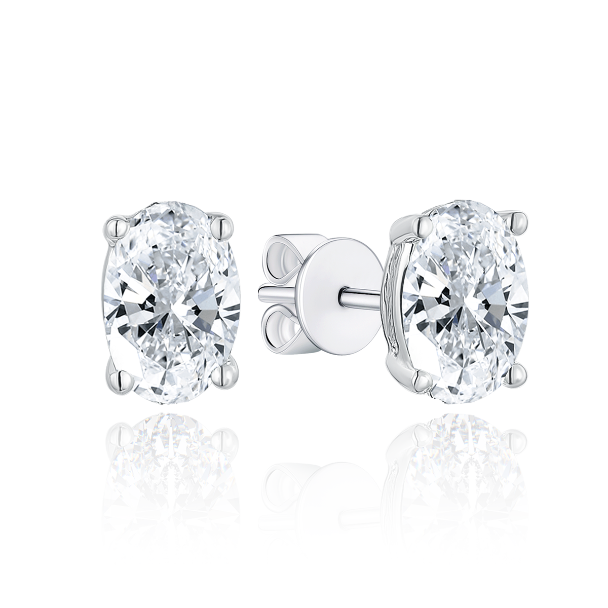 TAKA Jewellery 10K Gold Lab Grown Diamond Oval Earrings - 1.6CT TCW