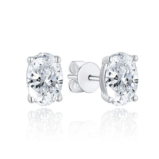 TAKA Jewellery 10K Gold Lab Grown Diamond Oval Earrings - 1.6CT TCW