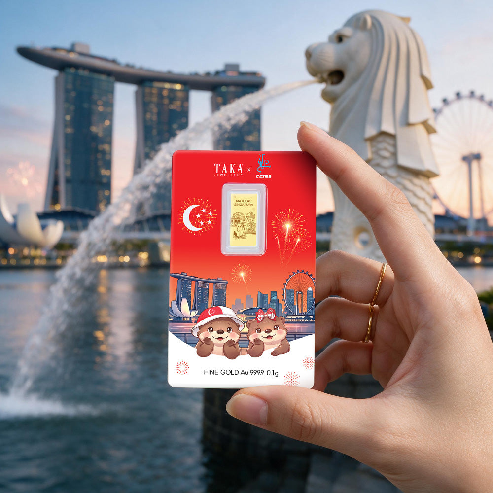 [PROMO] TAKA Jewellery x ACRES 999.9 Pure Gold 2026 National Day Otter Collectible Card 0.1g (Bundle of 3)