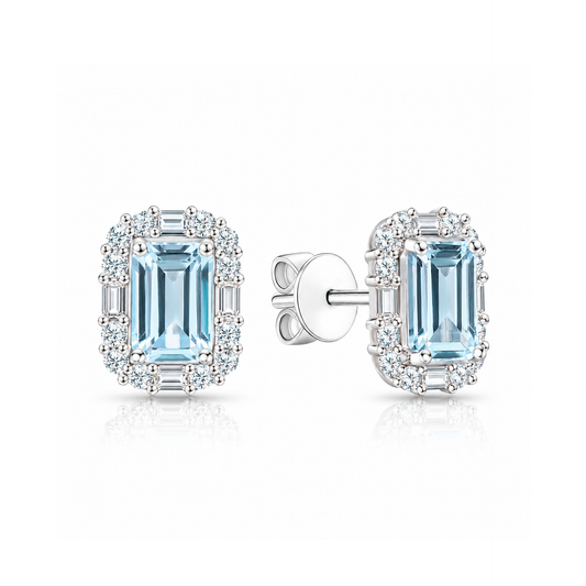 TAKA Jewellery Spectra Aquamarine Diamond Earrings 9K Gold