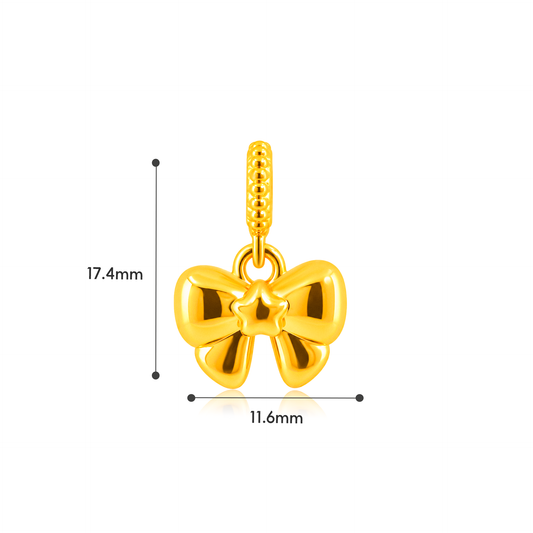 TAKA Jewellery 916 Gold Star Bow Pendant - Lightweight Hollow