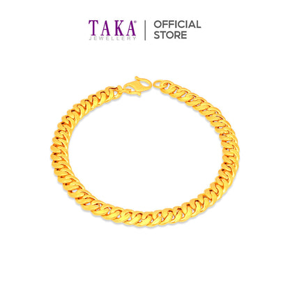 TAKA Jewellery Regal Hallow Curb 916 Gold Bracelet