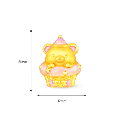 TAKA Jewellery Sweet Moments 999 Pure Gold Ornament - Sweet Bear. Cupcake Bear . Love Bouquet