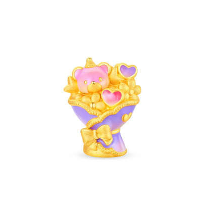 TAKA Jewellery Sweet Moments 999 Pure Gold Ornament - Sweet Bear. Cupcake Bear . Love Bouquet