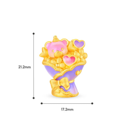 TAKA Jewellery Sweet Moments 999 Pure Gold Ornament - Sweet Bear. Cupcake Bear . Love Bouquet