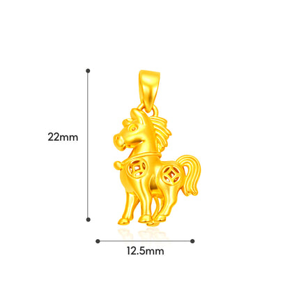 TAKA Jewellery Heritage Galloping Horse 999 Pure Gold Pendant