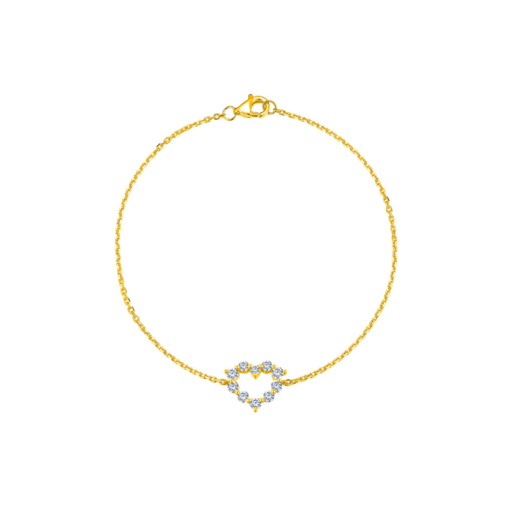 TAKA Jewellery Lab Grown Diamond Hollow Heart-shaped Bracelet 10K Gold