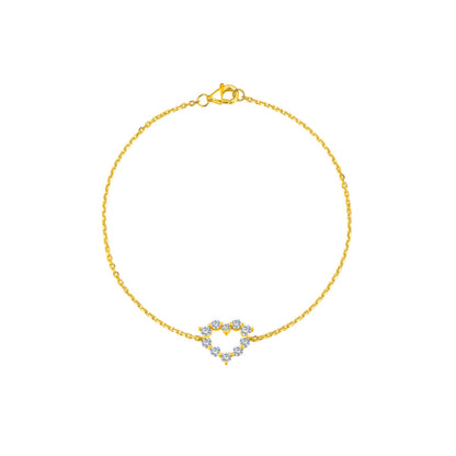 TAKA Jewellery Lab Grown Diamond Hollow Heart-shaped Bracelet 10K Gold
