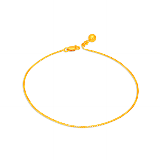 TAKA Jewellery Curb with Bell 916 Gold Anklets