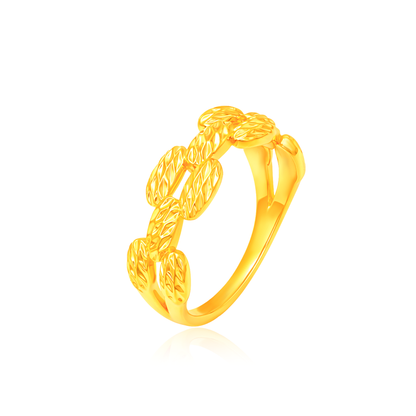 TAKA Jewellery Textured Elegance 916 Gold Ring - Lightweight Hollow