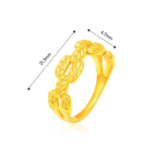 TAKA Jewellery Textured Elegance 916 Gold Ring - Lightweight Hollow