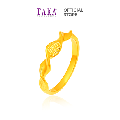 TAKA Jewellery Eterna Twist Luxe 916 Gold Ring - Lightweight Hollow