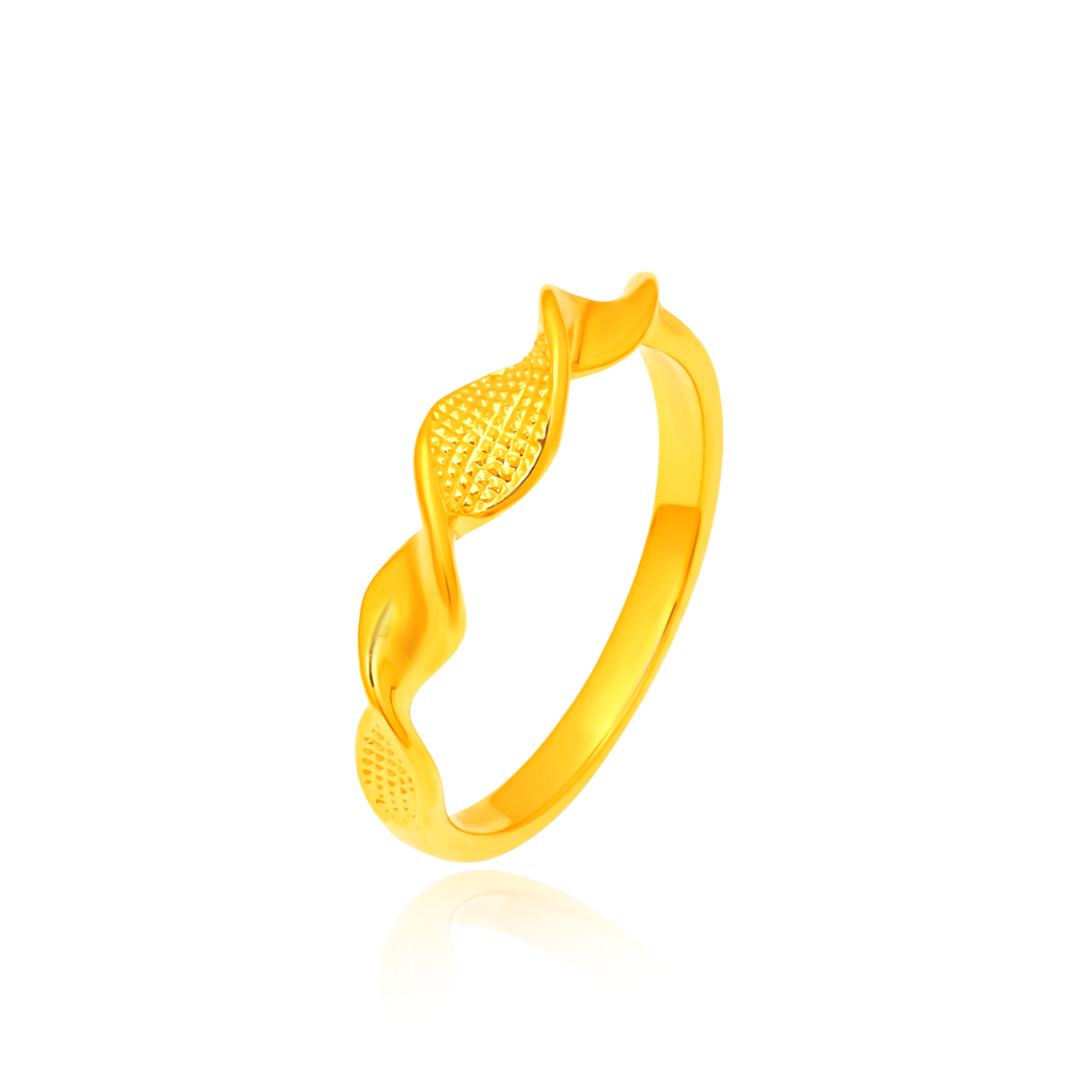 TAKA Jewellery Eterna Twist Luxe 916 Gold Ring - Lightweight Hollow