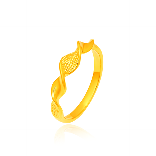 TAKA Jewellery Eterna Twist Luxe 916 Gold Ring - Lightweight Hollow