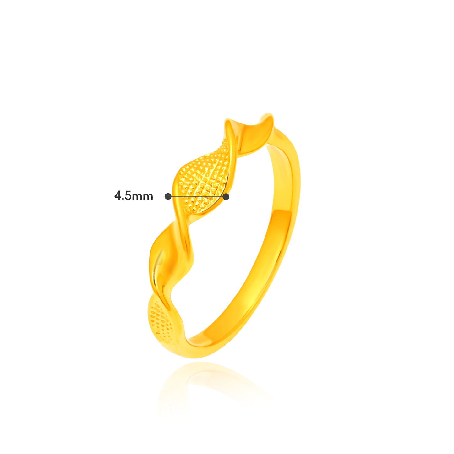 TAKA Jewellery Eterna Twist Luxe 916 Gold Ring - Lightweight Hollow