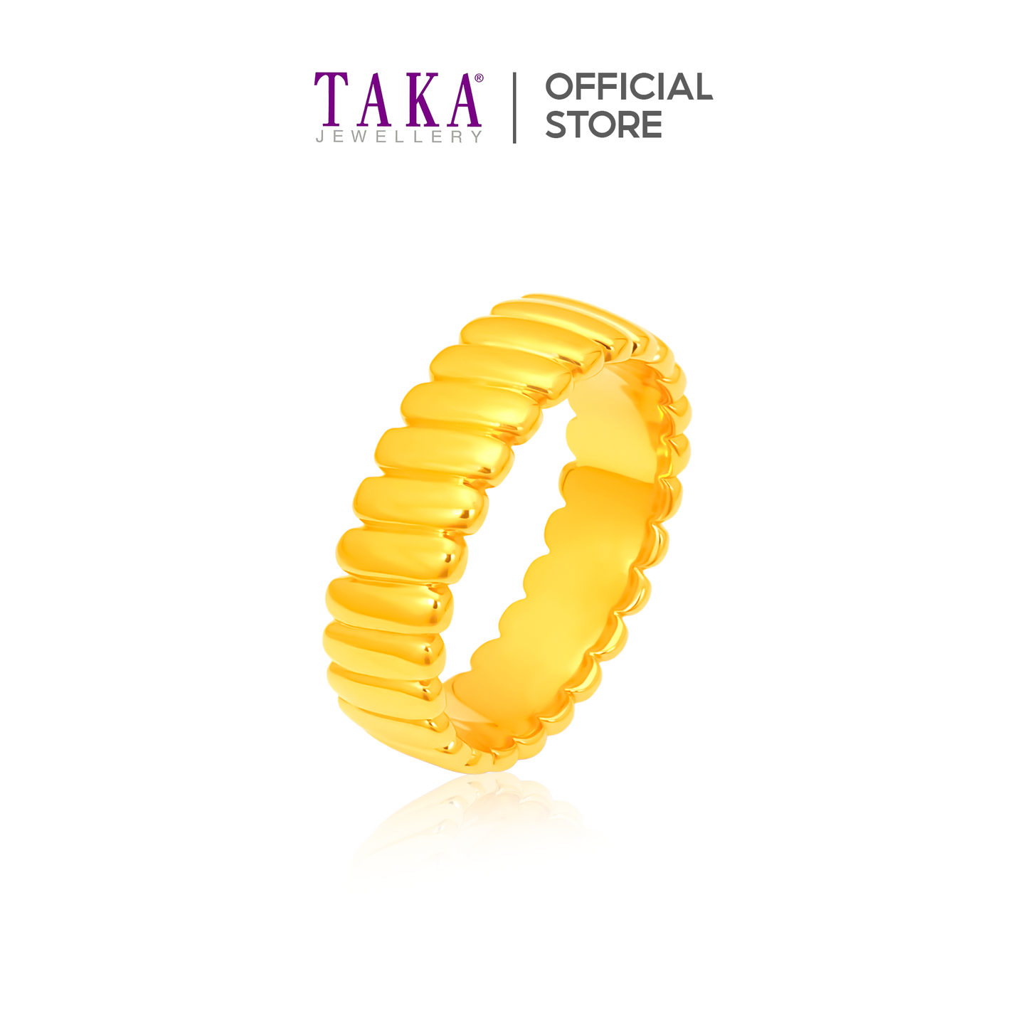TAKA Jewellery Contour Luxe 916 Gold Ring - Lightweight Hollow