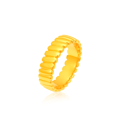 TAKA Jewellery Contour Luxe 916 Gold Ring - Lightweight Hollow