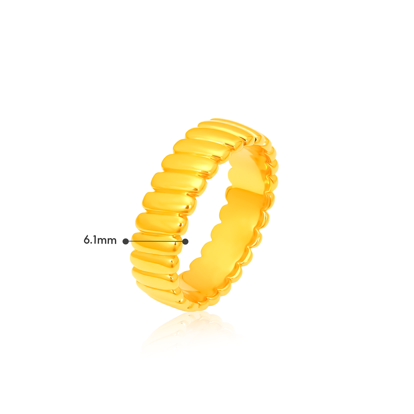 TAKA Jewellery Contour Luxe 916 Gold Ring - Lightweight Hollow