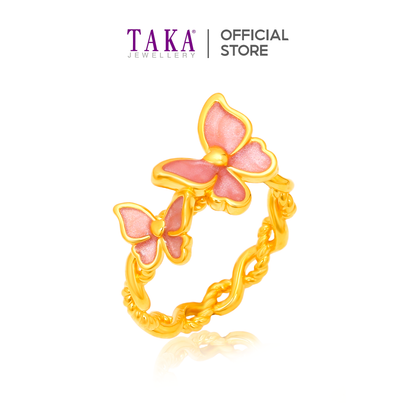 TAKA Jewellery Blush Butterfly 916 Gold Ring - Lightweight Hollow