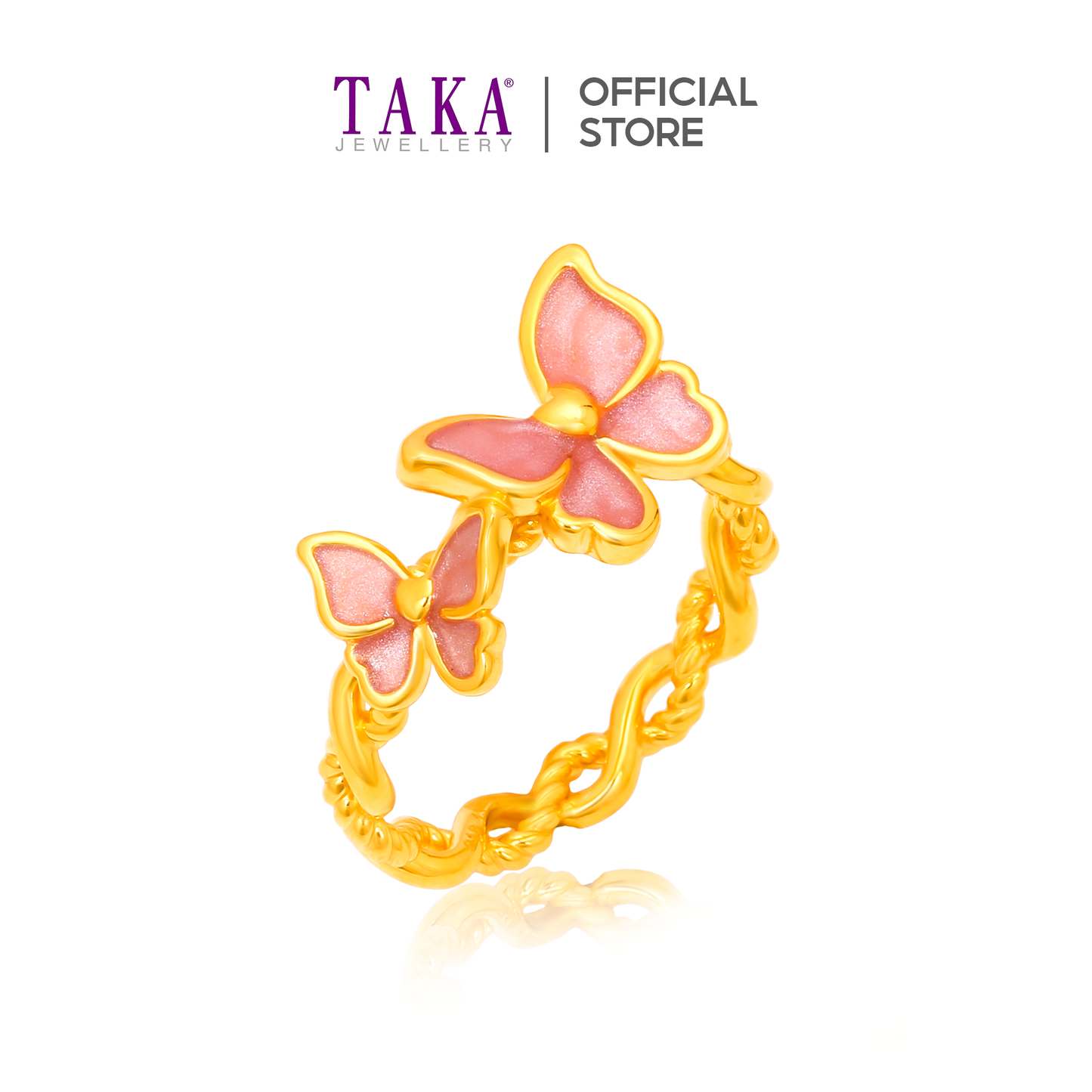 TAKA Jewellery Blush Butterfly 916 Gold Ring - Lightweight Hollow