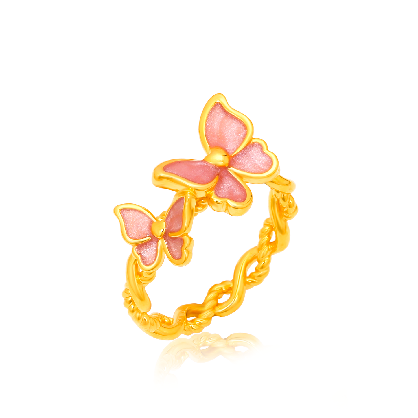 TAKA Jewellery Blush Butterfly 916 Gold Ring - Lightweight Hollow