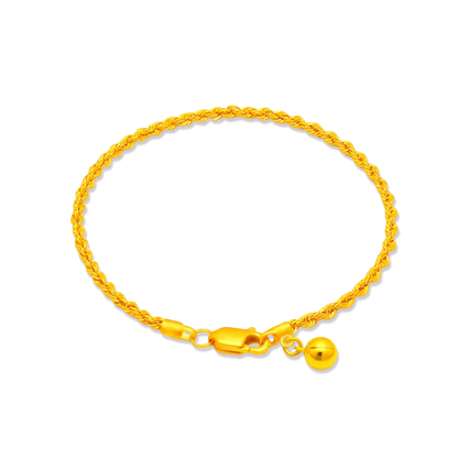 TAKA Jewellery  Hollow Rope with Bell 916 Gold Bracelet - 2.2MM