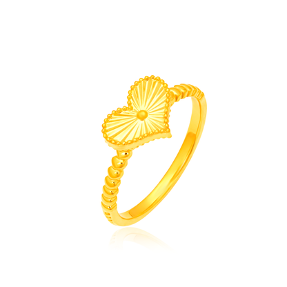 TAKA Jewellery 916 Gold Loveglow Heart Ring - Lightweight Hollow