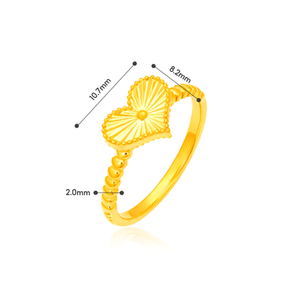 TAKA Jewellery 916 Gold Loveglow Heart Ring - Lightweight Hollow