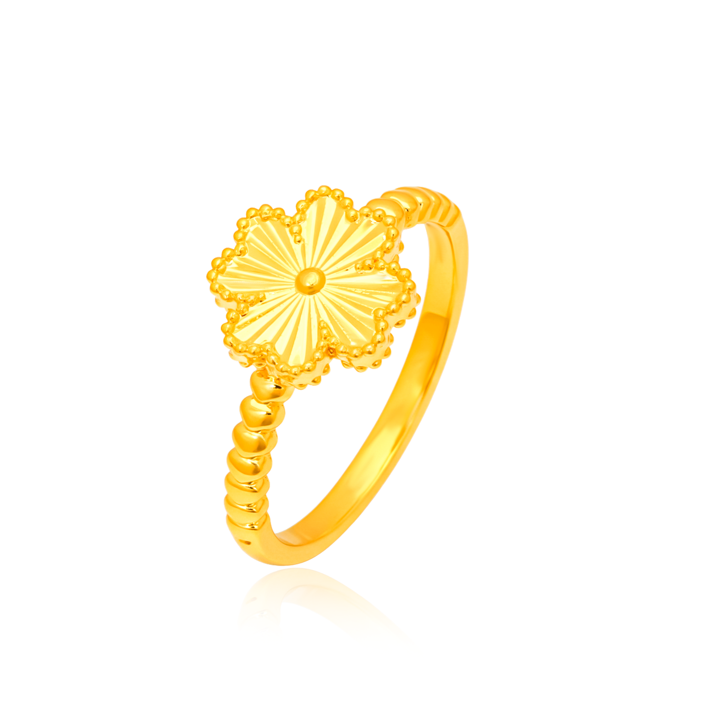 TAKA Jewellery 916 Gold Clover Ring - Lightweight Hollow