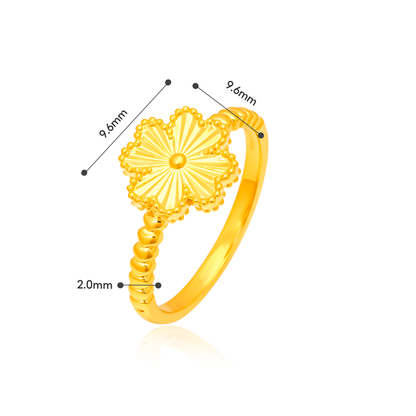 TAKA Jewellery 916 Gold Clover Ring - Lightweight Hollow