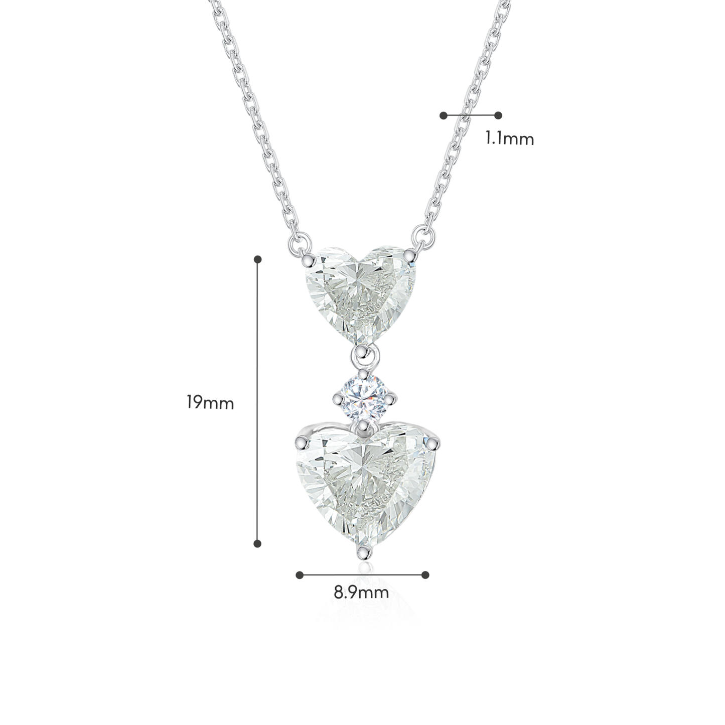 TAKA Jewellery IGI Certified 18K Gold Lab Grown Twins Heart Diamond Necklace