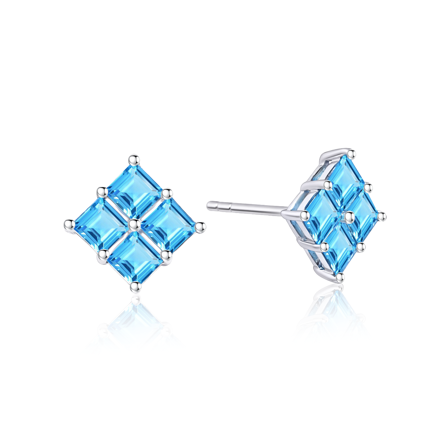 TAKA Jewellery Mosaic  Swiss Blue Topaz Earrings 9K Gold
