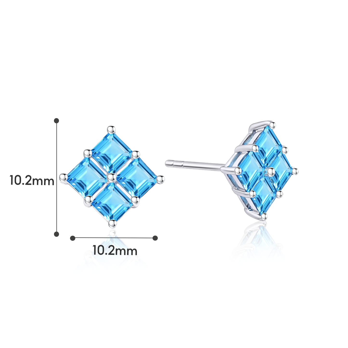 TAKA Jewellery Mosaic  Swiss Blue Topaz Earrings 9K Gold