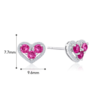 TAKA Jewellery Trilogy Heart Garnet Diamond Earrings 9K Gold