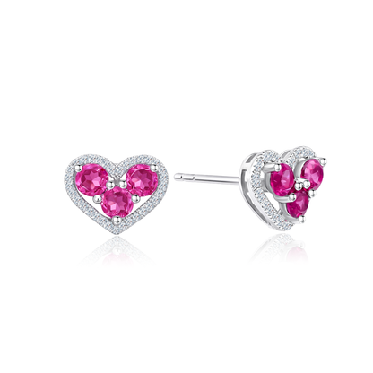 TAKA Jewellery Trilogy Heart Garnet Diamond Earrings 9K Gold