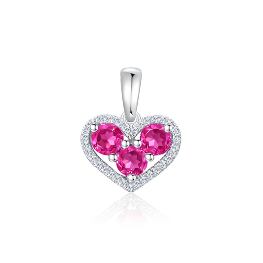 TAKA Jewellery Trilogy Heart Garnet Diamond Pendant 9K Gold