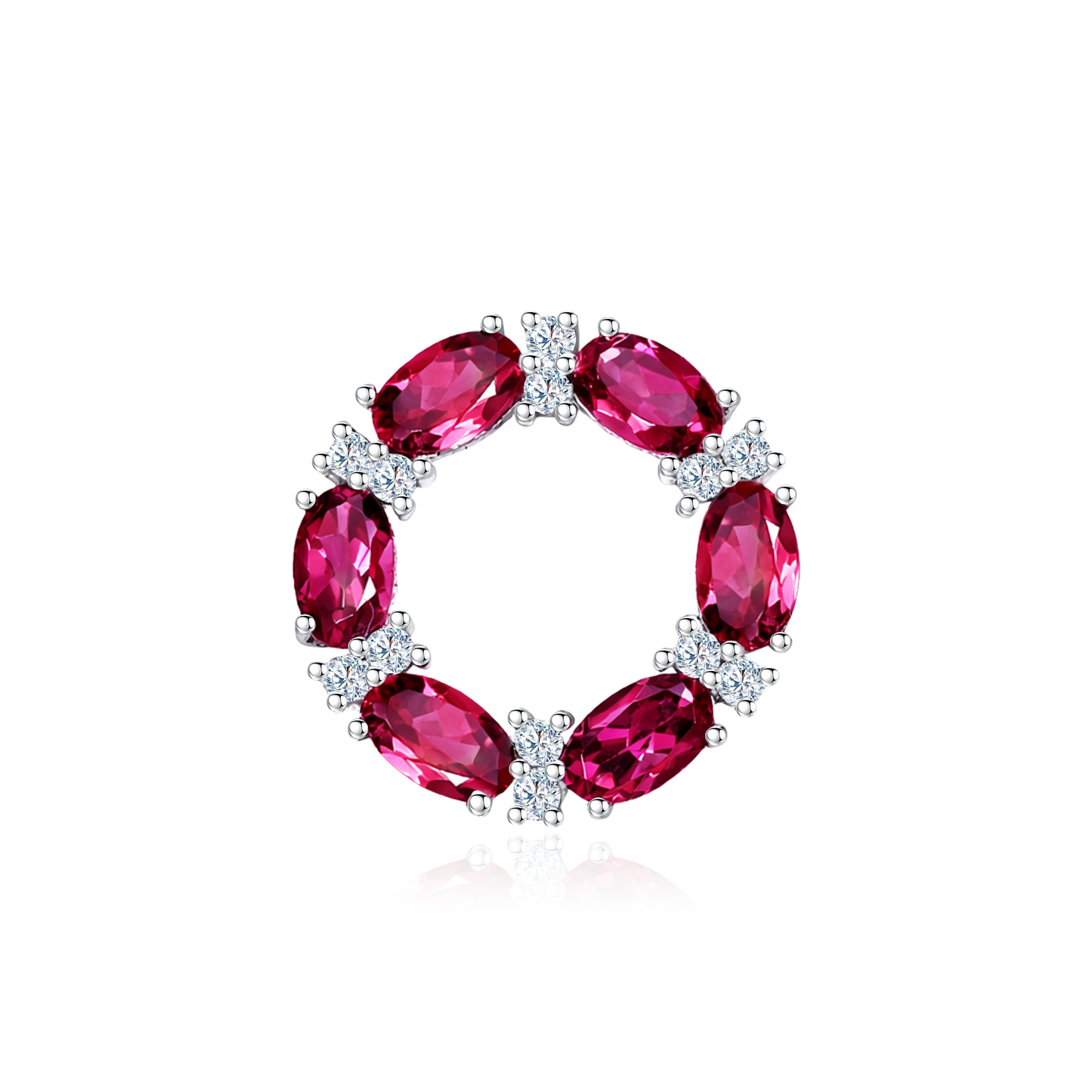 TAKA Jewellery Halo Garnet Diamond Pendant 9K Gold