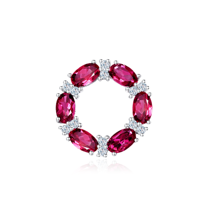 TAKA Jewellery Halo Garnet Diamond Pendant 9K Gold