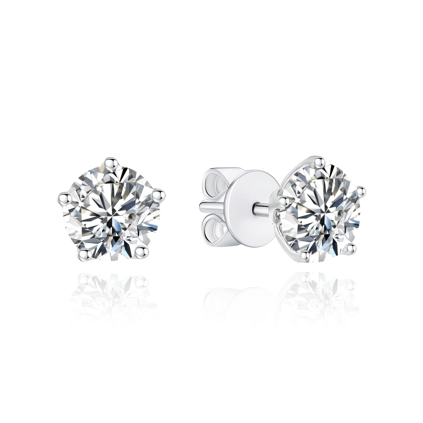 TAKA Jewellery IGI Certified Classic 5-Claws Round Brilliant Lab Grown Diamond Earrings 18K Gold