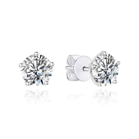 TAKA Jewellery IGI Certified Classic 5-Claws Round Brilliant Lab Grown Diamond Earrings 18K Gold