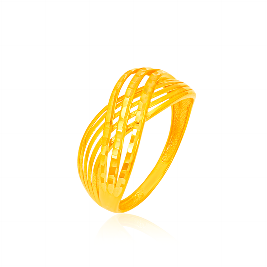 TAKA Jewellery 916 Gold Luminous Crosswave Ring