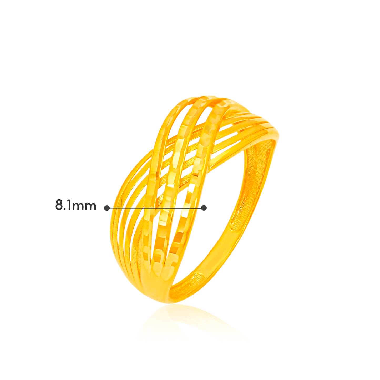 TAKA Jewellery 916 Gold Luminous Crosswave Ring