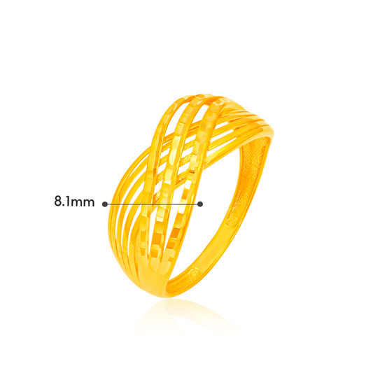 TAKA Jewellery 916 Gold Luminous Crosswave Ring